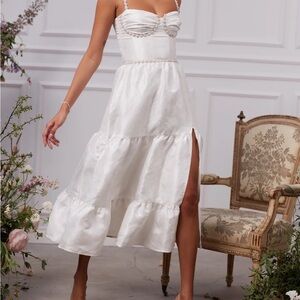 Lorenza Dress in White Windsor Brocade